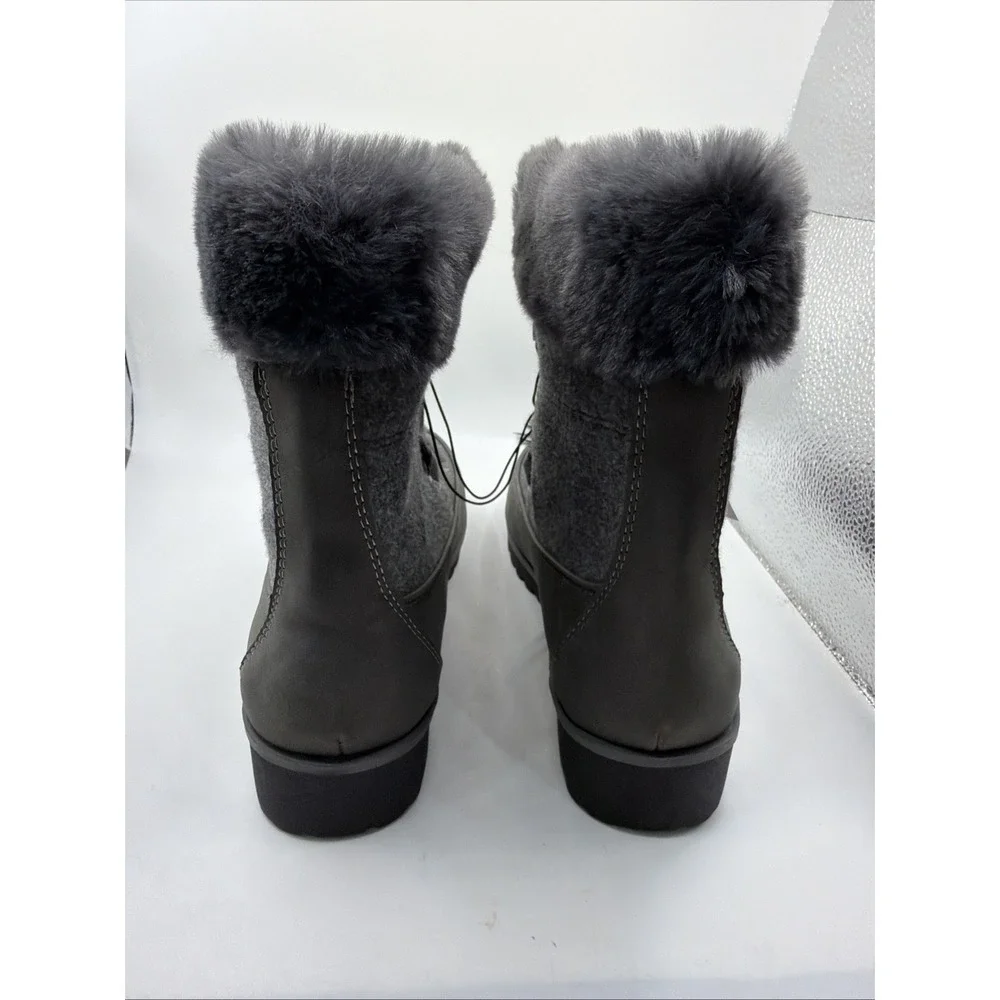 JBU Women's Colorado Cozy Faux Fur Lined Snow Boots Dark Grey Size 8 New